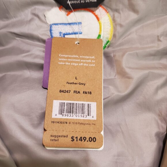 Patagonia Women Nano‎ Puffer Vest Large Gray Google Logo Light Windproof NWT - Picture 8 of 11